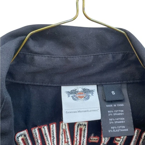 Harley Davidson Embroidered Zip Up Garage Shop Shirt - Picture 3 of 3